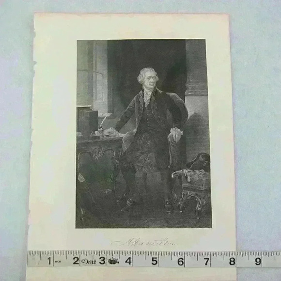 Art Print Alexander Hamilton Portrait America Founding Father Antique 1867 RARE - Picture 12 of 12